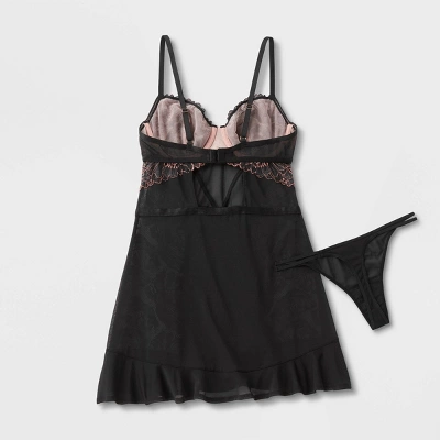 Women's Mesh And Lace Babydoll - Auden™ Black 4 Women's Mesh And Lace Babydoll - Auden™ Black - Image 4