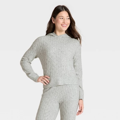 Women's Cashfeel Cable Knit Hooded Pullover Sweater - Auden™ 3 Women's Cashfeel Cable Knit Hooded Pullover Sweater - Auden™ - Image 3