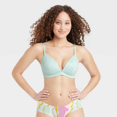 Women's Lace Wirefree Plunge Bra - Auden™ Green 3 Women's Lace Wirefree Plunge Bra - Auden™ Green - Image 3