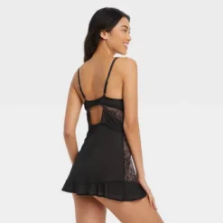 Women's Mesh And Lace Babydoll - Auden™ Black