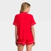 Women's Cloud Knit Short Sleeve Notch Collar Shirt And Shorts Pajama Set - Auden™