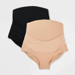 Maternity 2pk Luxe Stretch Over The Belly Bikini Underwear - Auden™ Black/Pearl Tan -Soft Comfort Bra Hub GUEST 6bc65ddc 9c18 434e 8a83 00956ef03edc