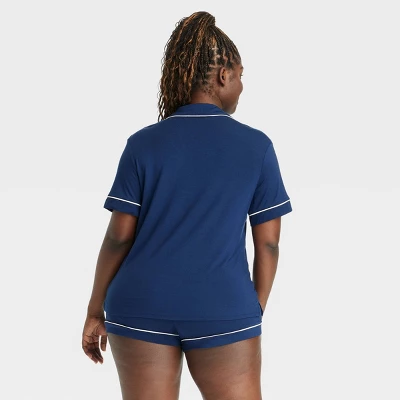 Women's Cloud Knit Short Sleeve Notch Collar Shirt And Shorts Pajama Set - Auden™ 4 Women's Cloud Knit Short Sleeve Notch Collar Shirt And Shorts Pajama Set - Auden™ - Image 4