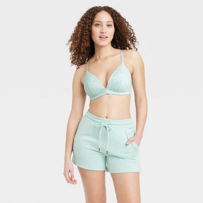 Women's Lace Wirefree Plunge Bra - Auden™ Green 2 Women's Lace Wirefree Plunge Bra - Auden™ Green - Image 2