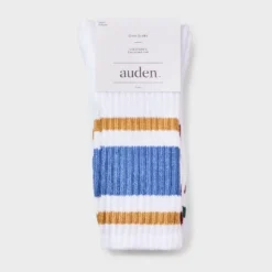 Women's Varsity Stripe Ribbed Cushioned 3pk Crew Socks - Auden™