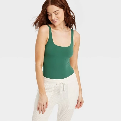 Women's 4-Way Stretch Tank Bodysuit - Auden™ Green 2 Women's 4-Way Stretch Tank Bodysuit - Auden™ Green - Image 2