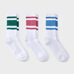 Women's Varsity Stripe Ribbed Cushioned 3pk Crew Socks - Auden™ -Soft Comfort Bra Hub GUEST e02bb418 609c 4f6e 9e42 49801c4375a2